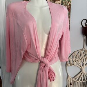 Pink Tie-Front Cardigan
